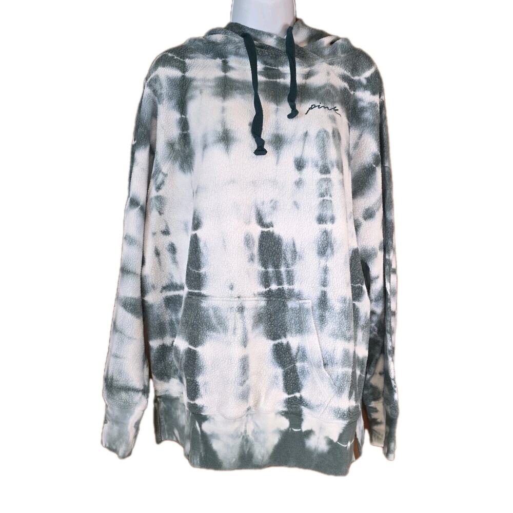 Vintage EUC Pink Oversized Green And White‎ Tie Dye Hoodie Sz S Victoria's...